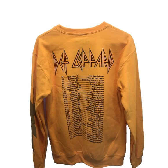 80s Def Leppard Tour Concert Sweatshirt Pullover Sweater Size Medium Yellow - Picture 4 of 6